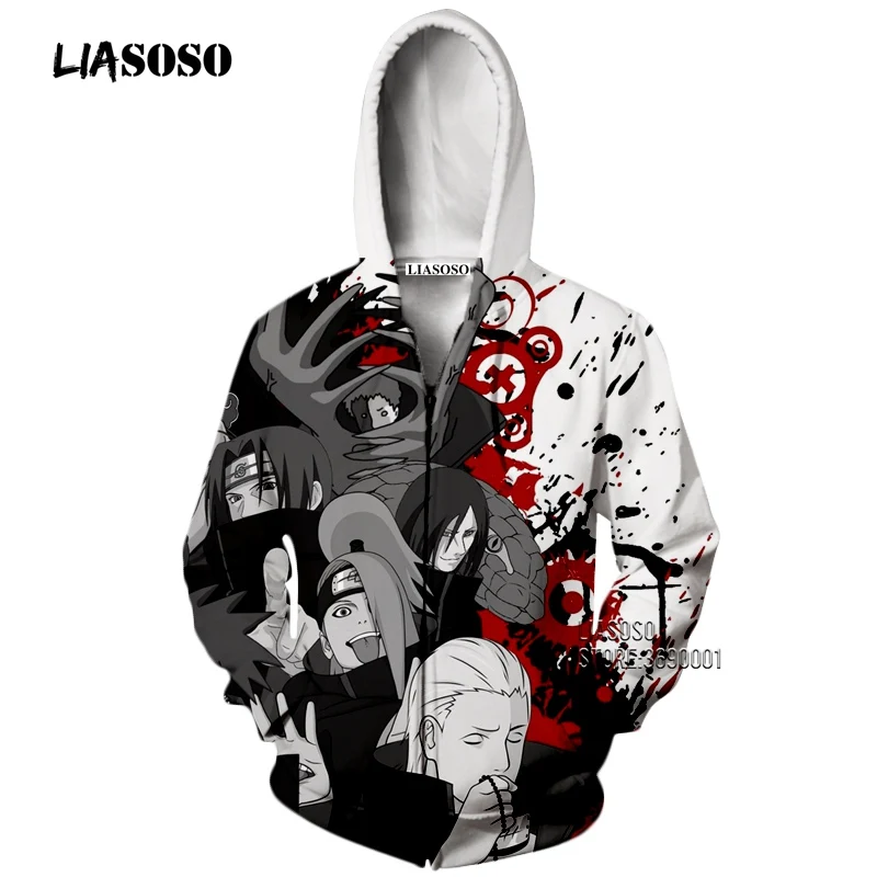 11 LIASOSO 3D принт унисекс аниме Наруто Akatsuki Учиха Итачи Дейдара боль толстовки с капюшоном Кофты на молнии X2650 - Цвет: 11