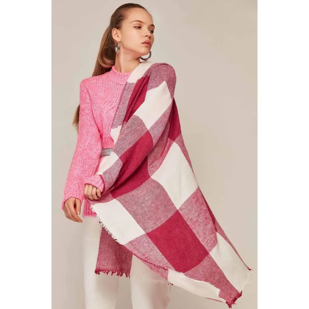 Горячая Мода большие шарфы женские длинные зимние полушерстяные мягкие теплые