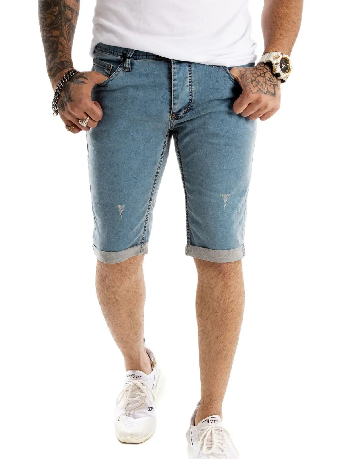 

DeepSEA Male Jeans Shorts Ripped Pattern Denim Capri Slim Fit Lycra Cotton High Quality Casual Picnic Spring Summer 2114683