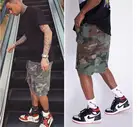 Мужские камуфляжные шорты-карго в стиле милитари, Джастин Бибер, свободные спортивные короткие уличные шорты с завязкой, стиль с шестью карманами