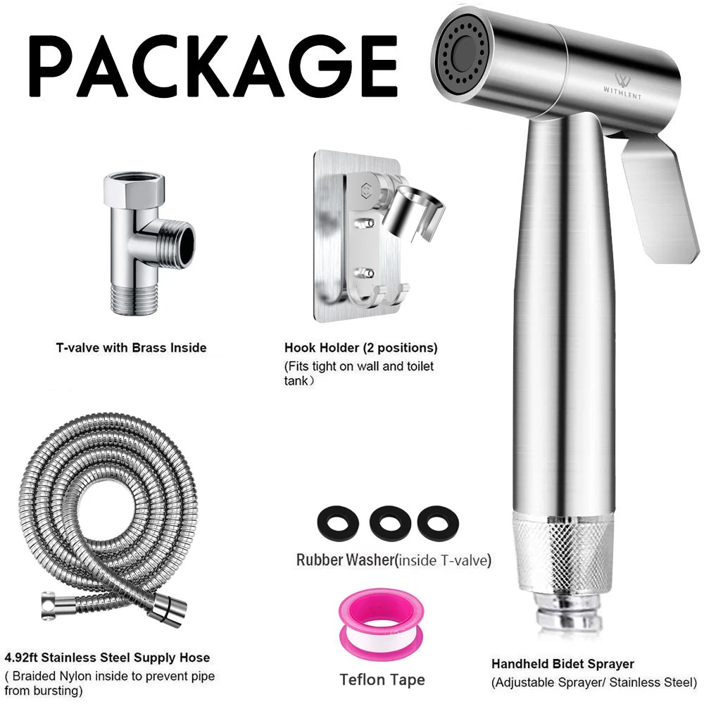 

Handheld Bidet Sprayer for Toilet-Adjustable Water Pressure Control with Bidet Hose for Feminine Wash, Stainless Steel Brushed