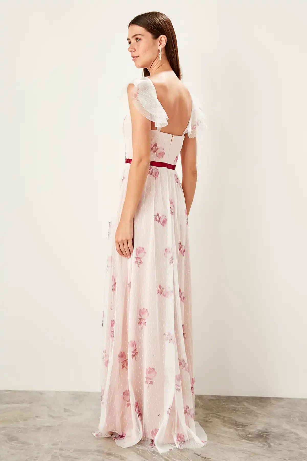 Trendyol цветочное Тюлевое детальное вечернее платье TPRSS19BB0471 | Свадьбы и торжества