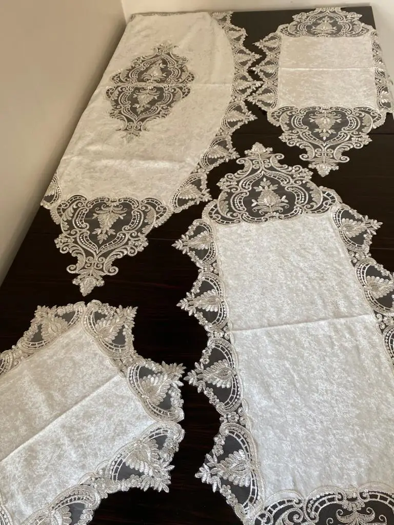 

5 Parça Fransız Dantelli Kadife салон Takımı