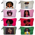 Милый чехол для косметики с принтом Африканской девушки, модная косметичка для девочек, дамские сумки для туалетных принадлежностей, Женский дорожный органайзер, сумки для макияжа