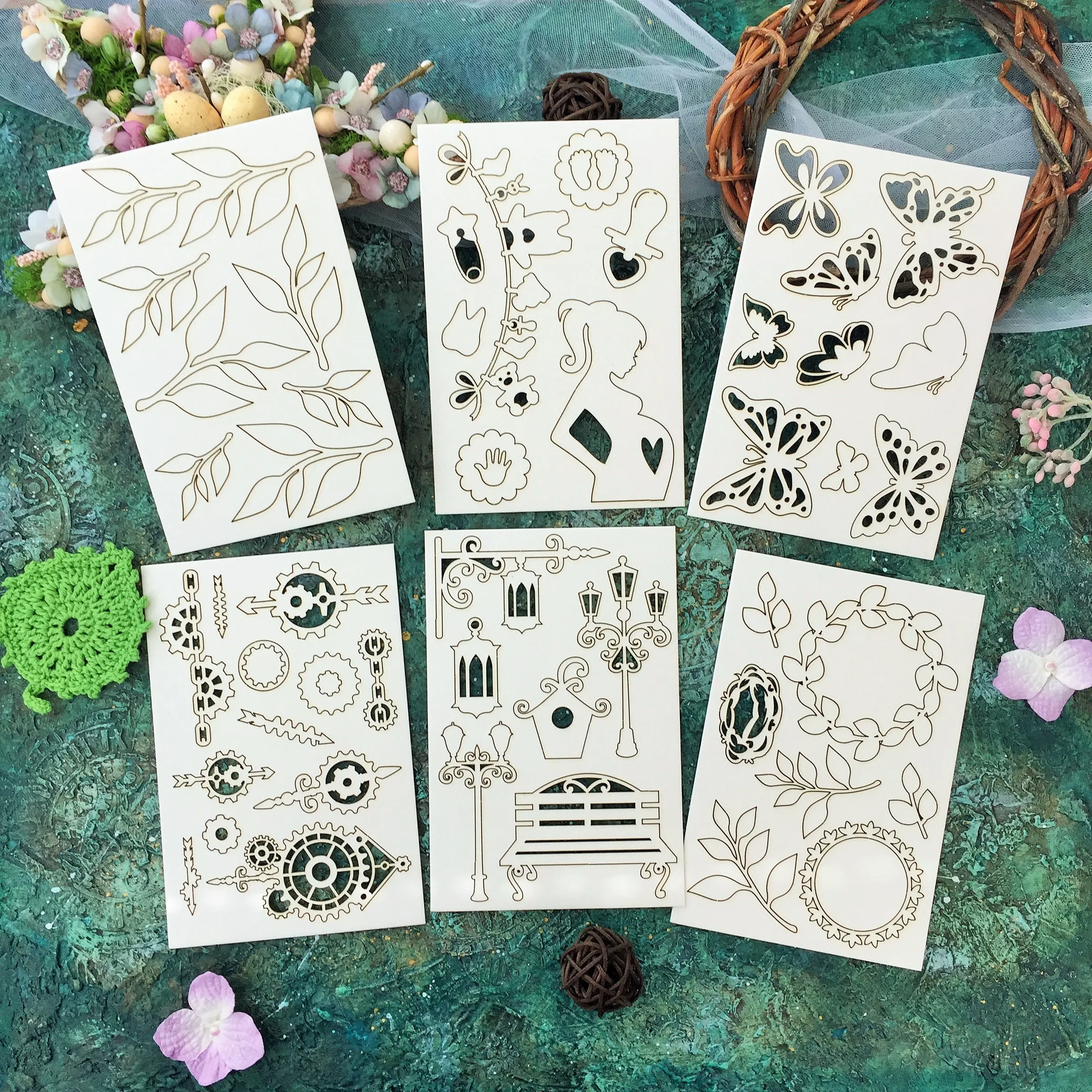 Чипборд для скрапбукинга МИКС (ЛОТ) из картона 47 шт - Украшение на разные темы | Дом