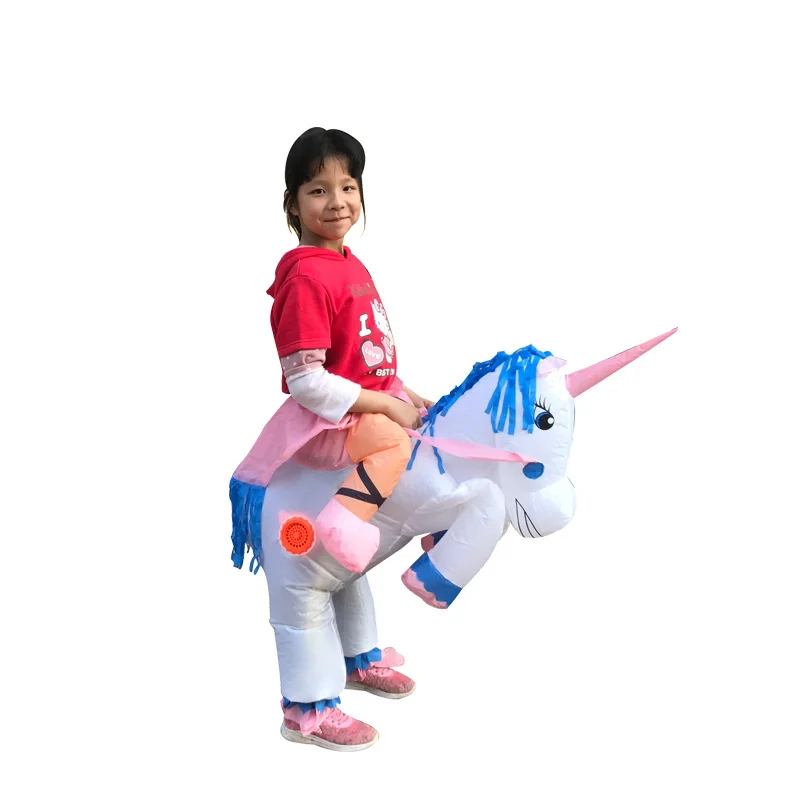 Новый детский надувной костюм единорога для мальчиков и девочек с животным принтом карнавальный на