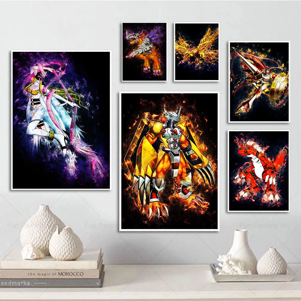 

Classic Japanese Anime Digimon Adventure Poster Cartoon Game Canvas Painting Decoration Wall Art Picture Living Room Home Decor