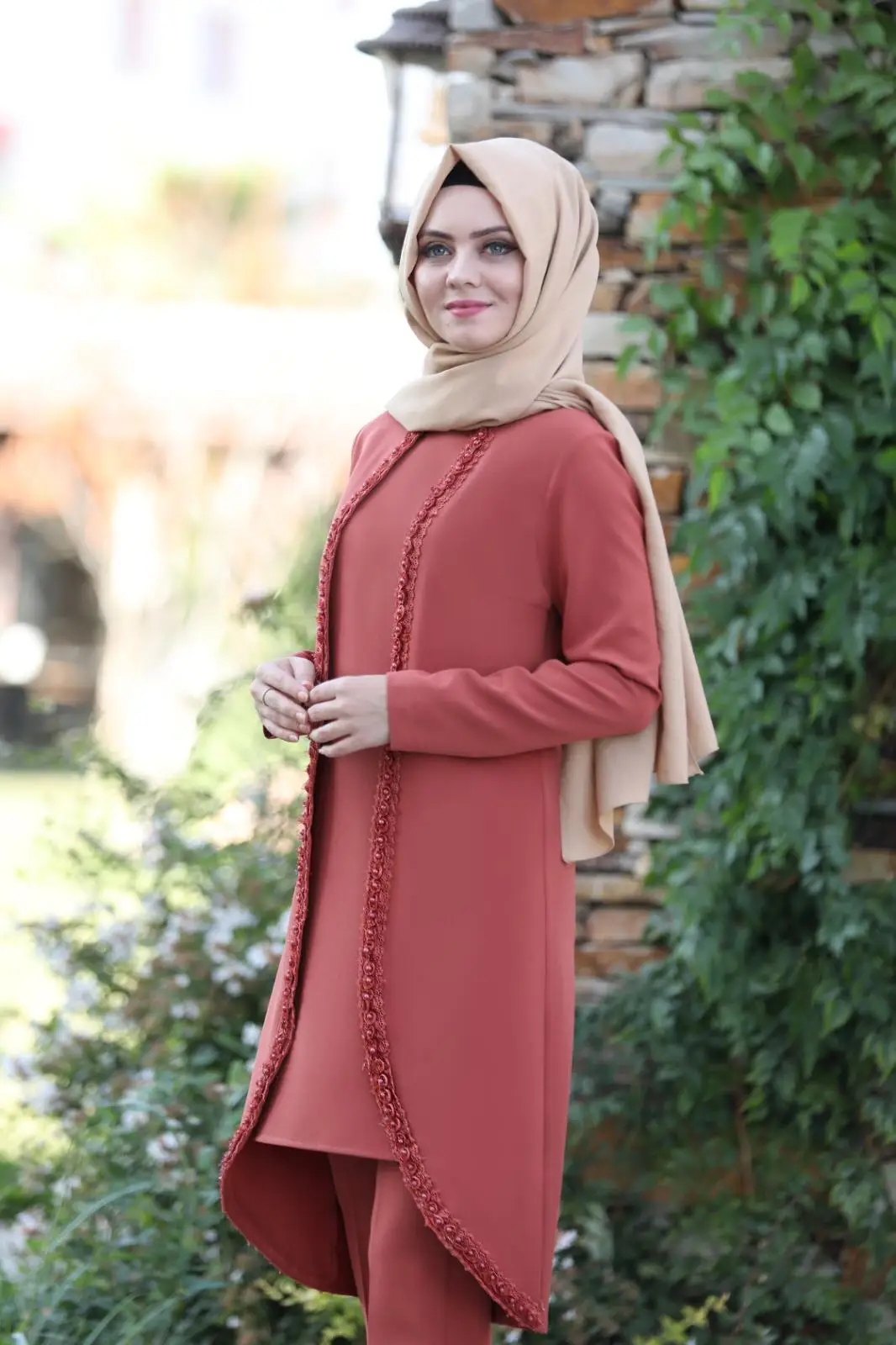 MC1434 Женская одежда для хиджаба с вышитыми розами двойной костюм исламский платье