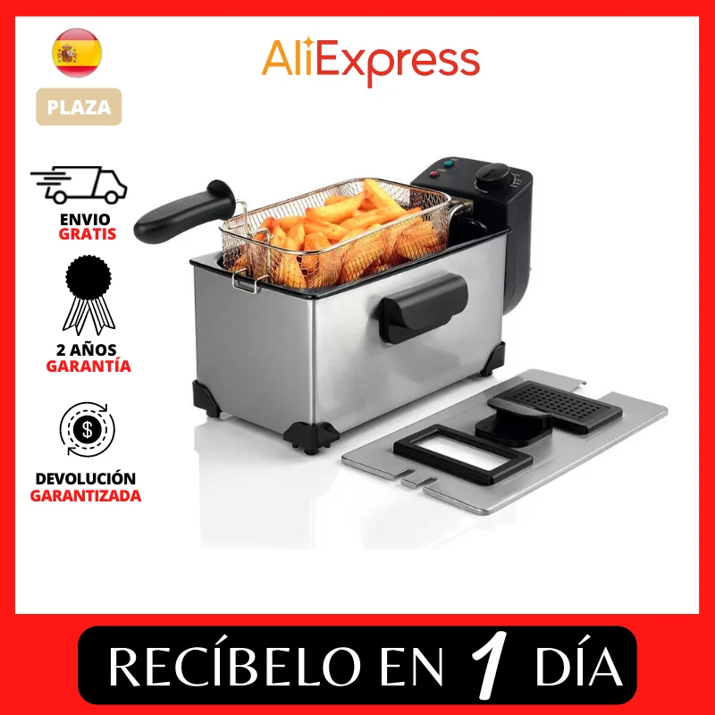 Electric fryer with basket adjustable thermostat power 2000W capacity 3.5L removable stainless steel fryers couple Fry kitchen item window with visibility warranty 2 years electrodomestics