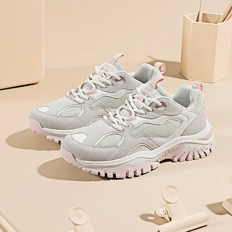 CAMEL 2021 New Fashion Couple Walking Shoes Outdoor Waterproof Hiking Shoes Men Women Non-slip Trekking Shoes Chunky Sneakers