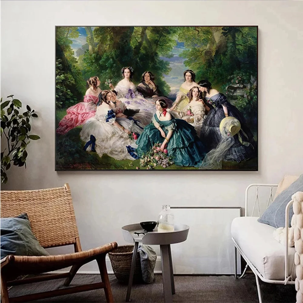 

Famous Painting Empress Eugenie Surrounded by Her Ladies Canvas Painting Poster and Print For Living Room Wall Art Home Decor