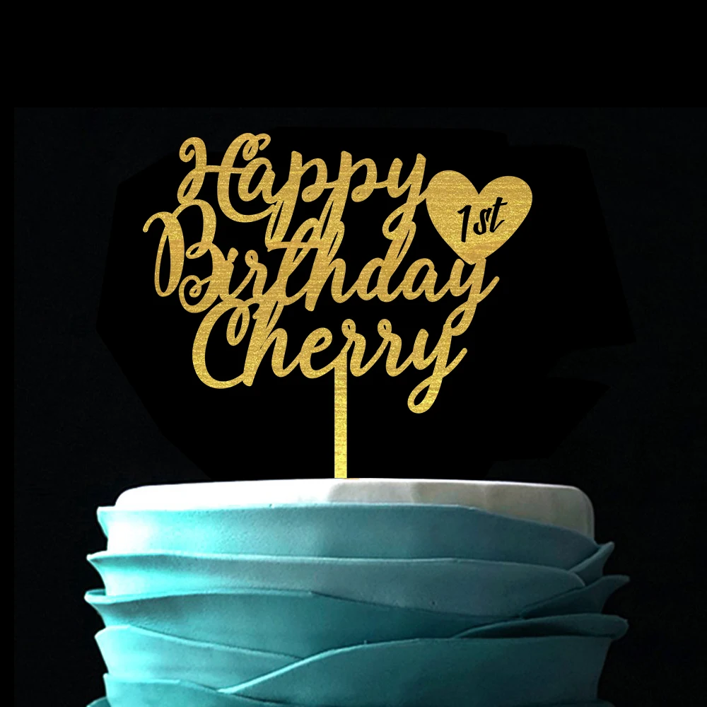 Персонализированная каллиграфическая название Топпер для торта на день