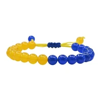 ukraine flag healing crystal ukrainian bracelet blue yellow adjustable bead bracelet jewelry for women men kids customized
