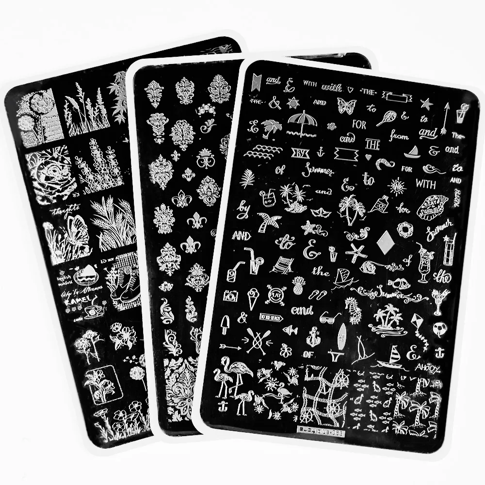 1pcs 14.5*9.5 cm Stainless Steel Nail Stamping Plates Flower Animal Plant Nail Art Stamp Template Image Stencil KO-04