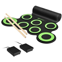 electronic roll up drum set 7 pads midi drum kit w 2 speaker headphone green mu70010gn