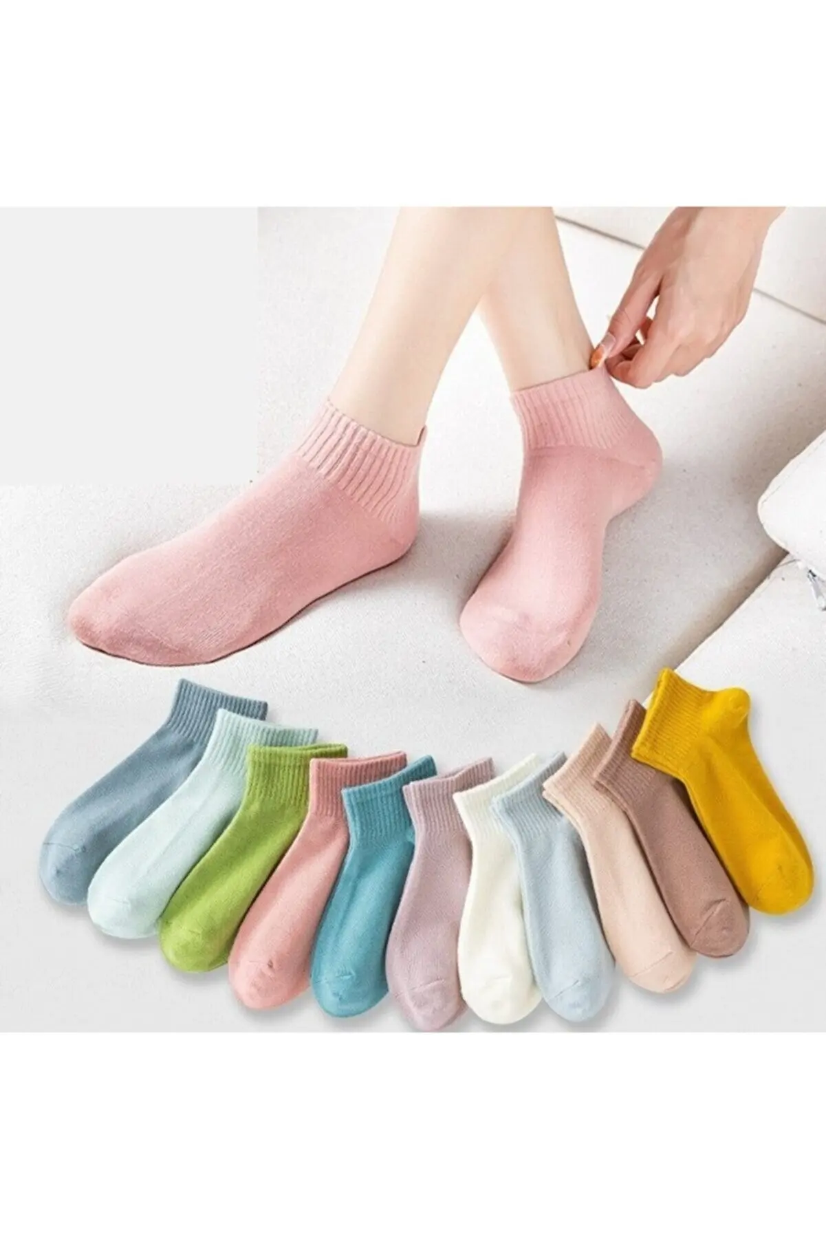 

Multicolor Half Cuff Women's College Socks 12 Pairs