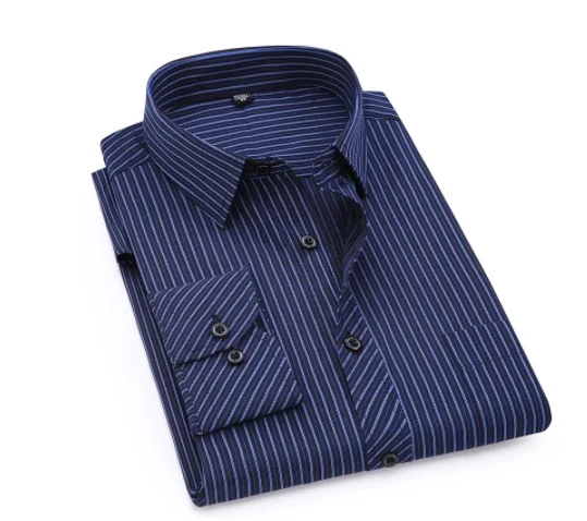 

Plus Large Size 8XL 7XL 6XL 5XL 4XL Mens Business Casual Long Sleeved Shirt Classic Striped Male Social Dress Shirts Purple Blue