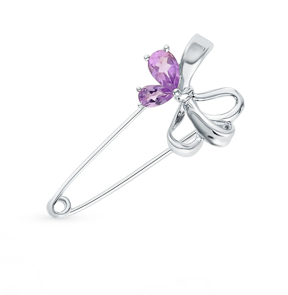 Серебряная брошь с аметистом SUNLIGHT проба 925 | Украшения и аксессуары