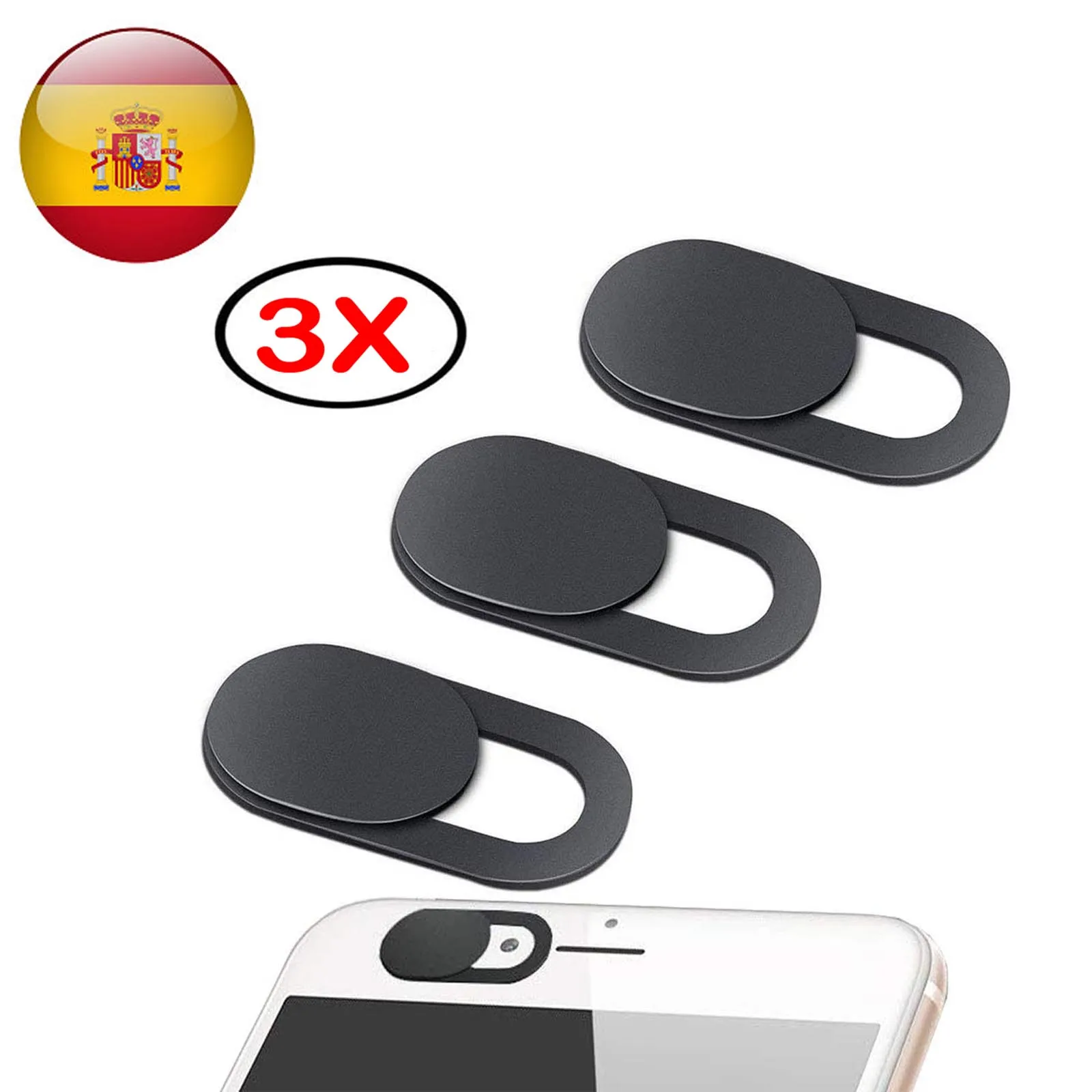 3x Tapa Deslizante WebCam Privacidad Cubierta de Cámara Teléfono Portátil Negra Cover Camera Sticker Slider Laptop Mobile Tablet |