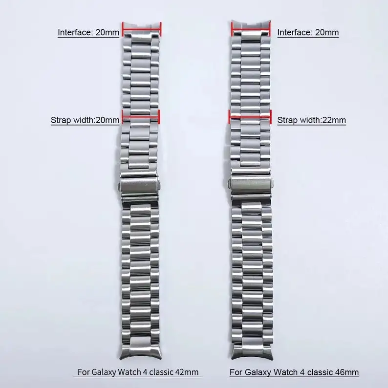 No Gaps Stainless Steel Strap for  Samsung Galaxy Watch 4 Classic 46mm 42mm Wrist Band Galaxy Watch 40mm 44mm Curved end Metal