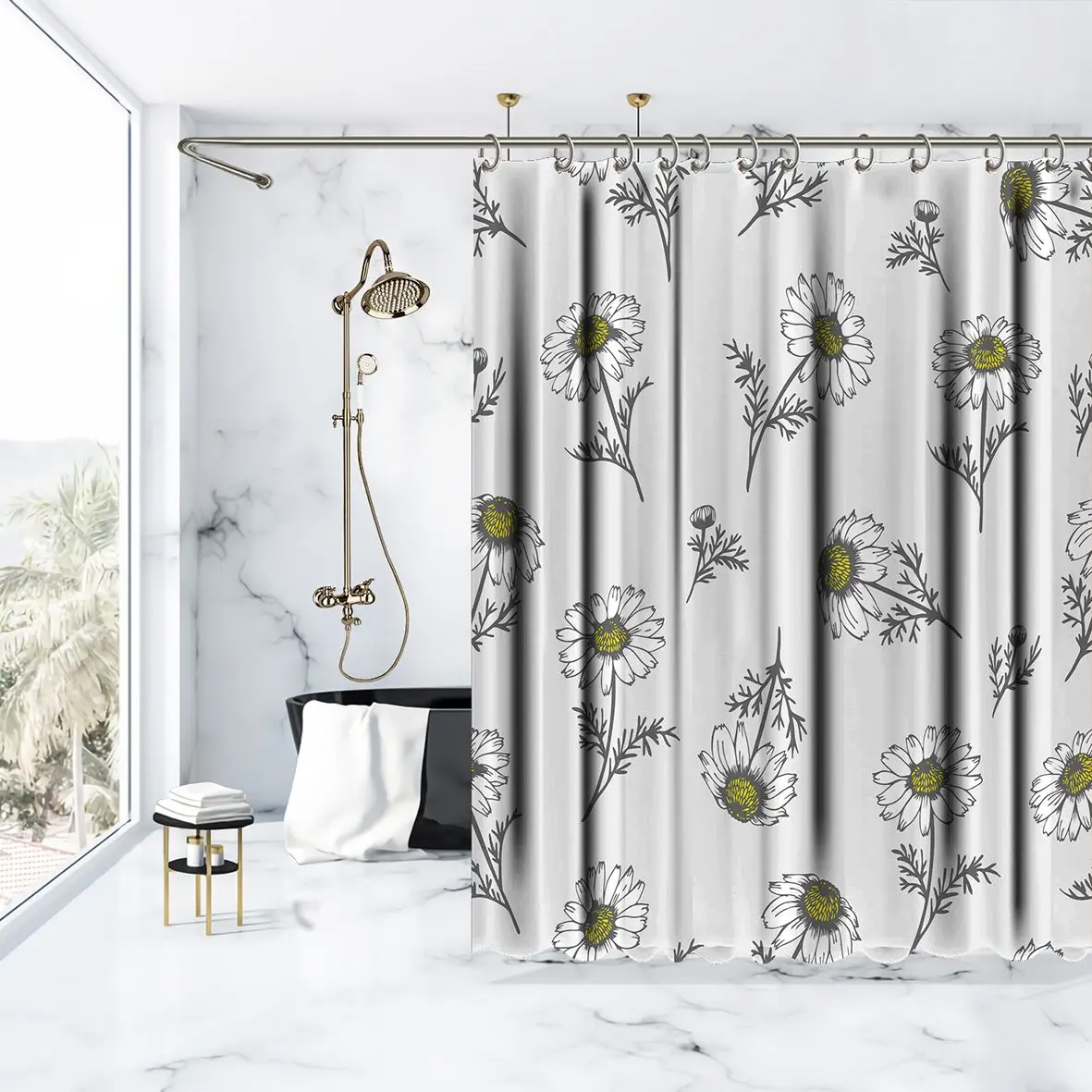 Занавеска для душа ромашка Маргаритка летний цветочный узор Сад Природа тема