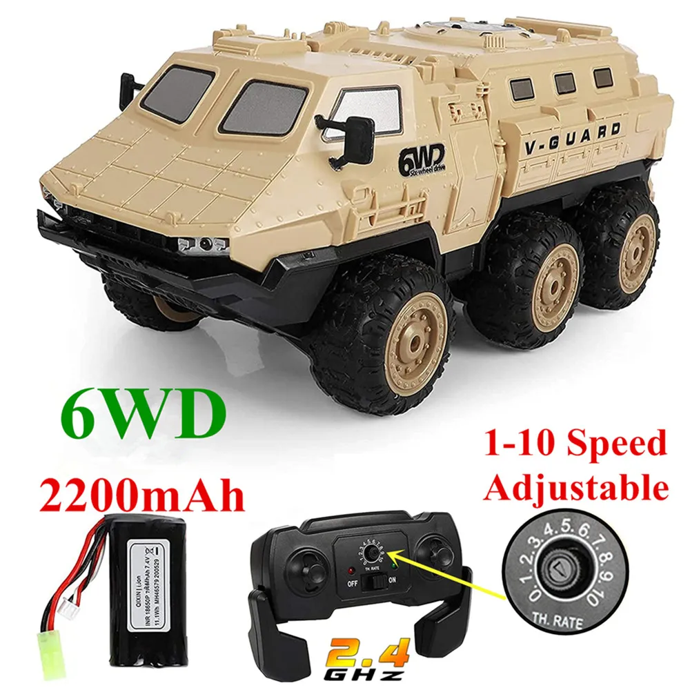 Remote Control Car, 1/16 Scale 6WD RC Military Truck,RC Army Armored Car with 2200mAh Batteries, All-Terrain Off-Road Army Truck
