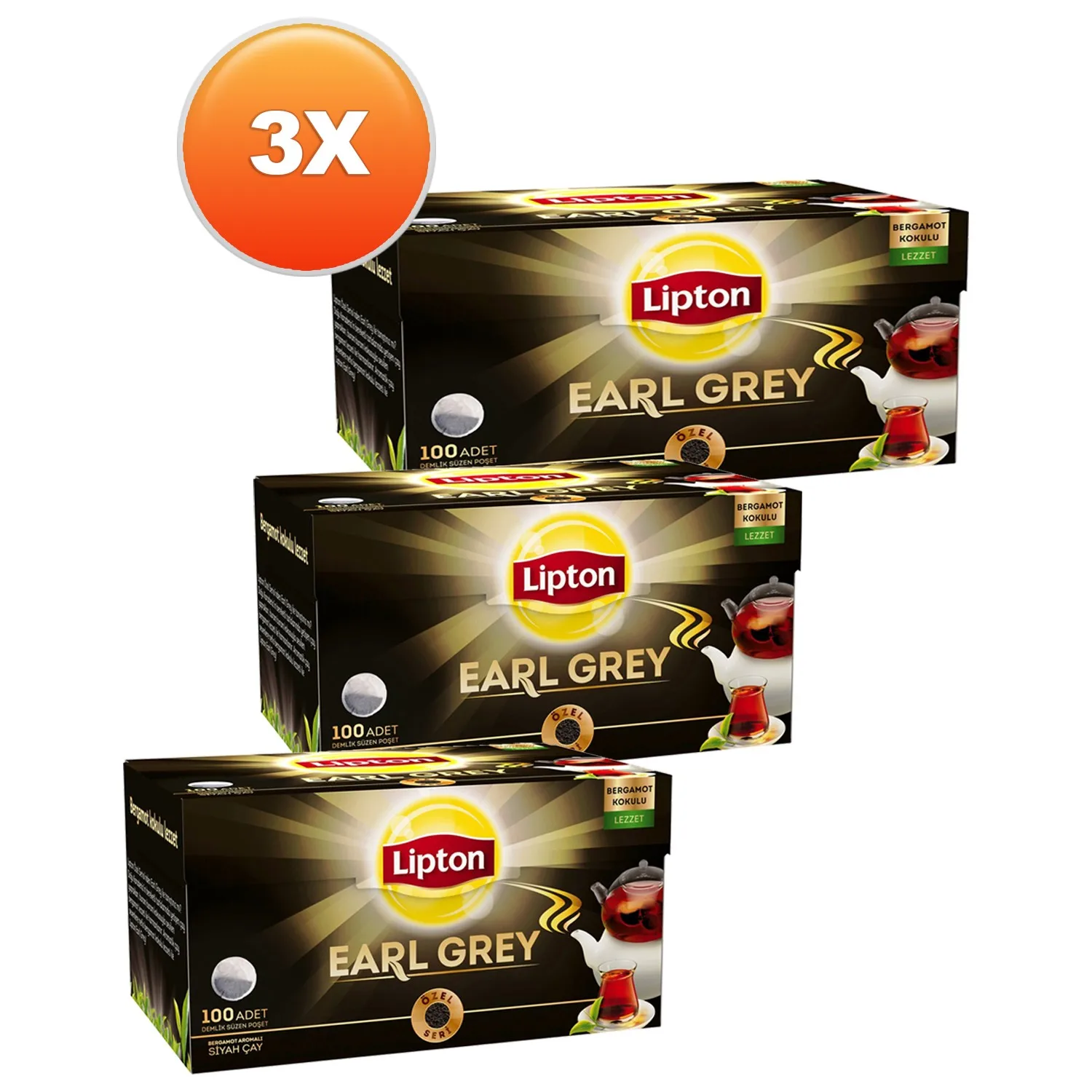 

WONDERFUL Luxury Lipton Earl Gray Teapot Tea Bag 100 x 3.2 gr -3 Pieces FREE SHIPPING