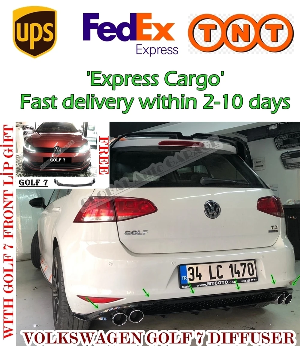 

For Volkswagen Golf 7 Diffuser 2012 2013 2014 2015 2016 2017 2018 2019 2020 Extension Rear Bumper Attachment Car Styling Auto