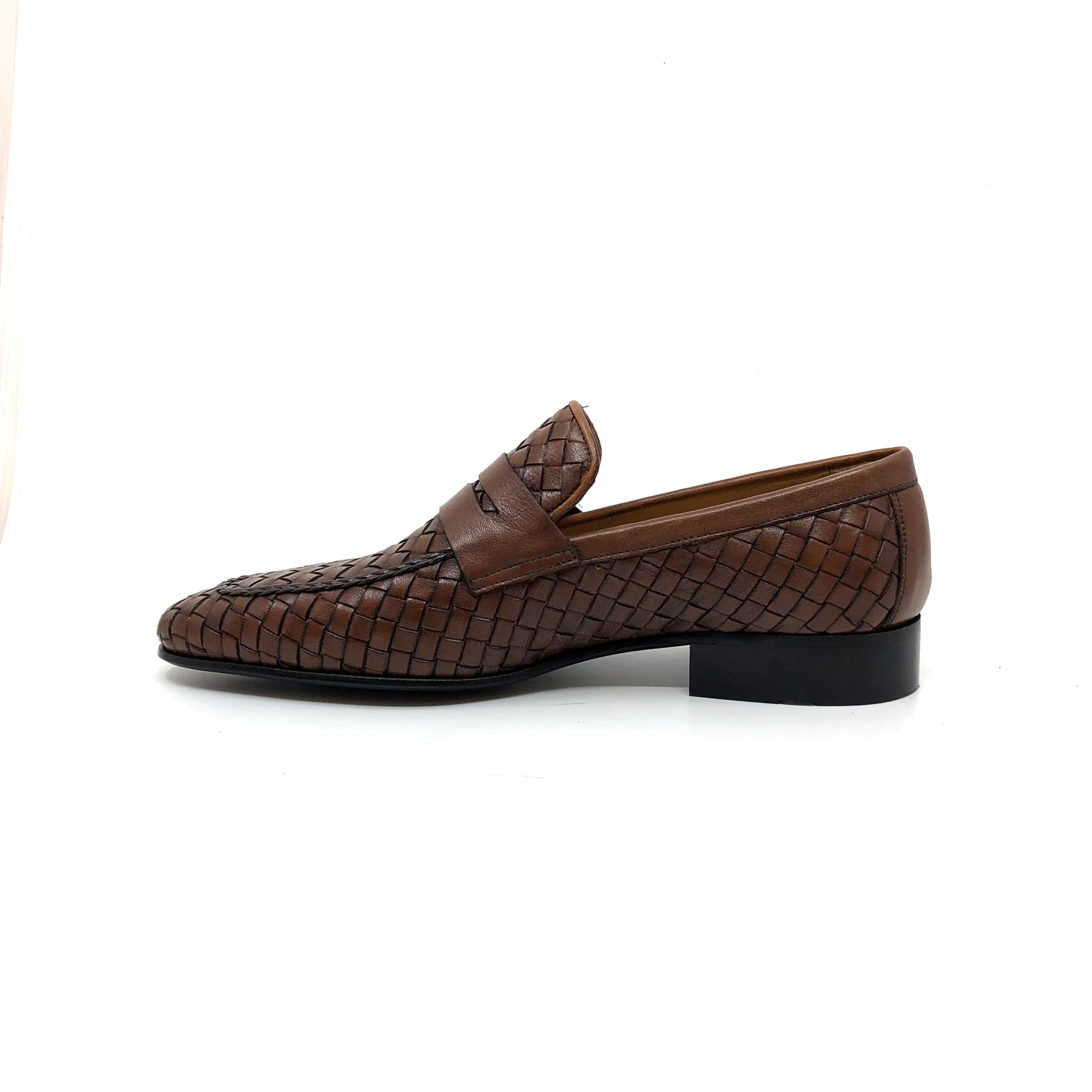 

Fosco Men's Custom Knit Design Shoes Genuine Leather Classic Shoes Tan-Brown Colour