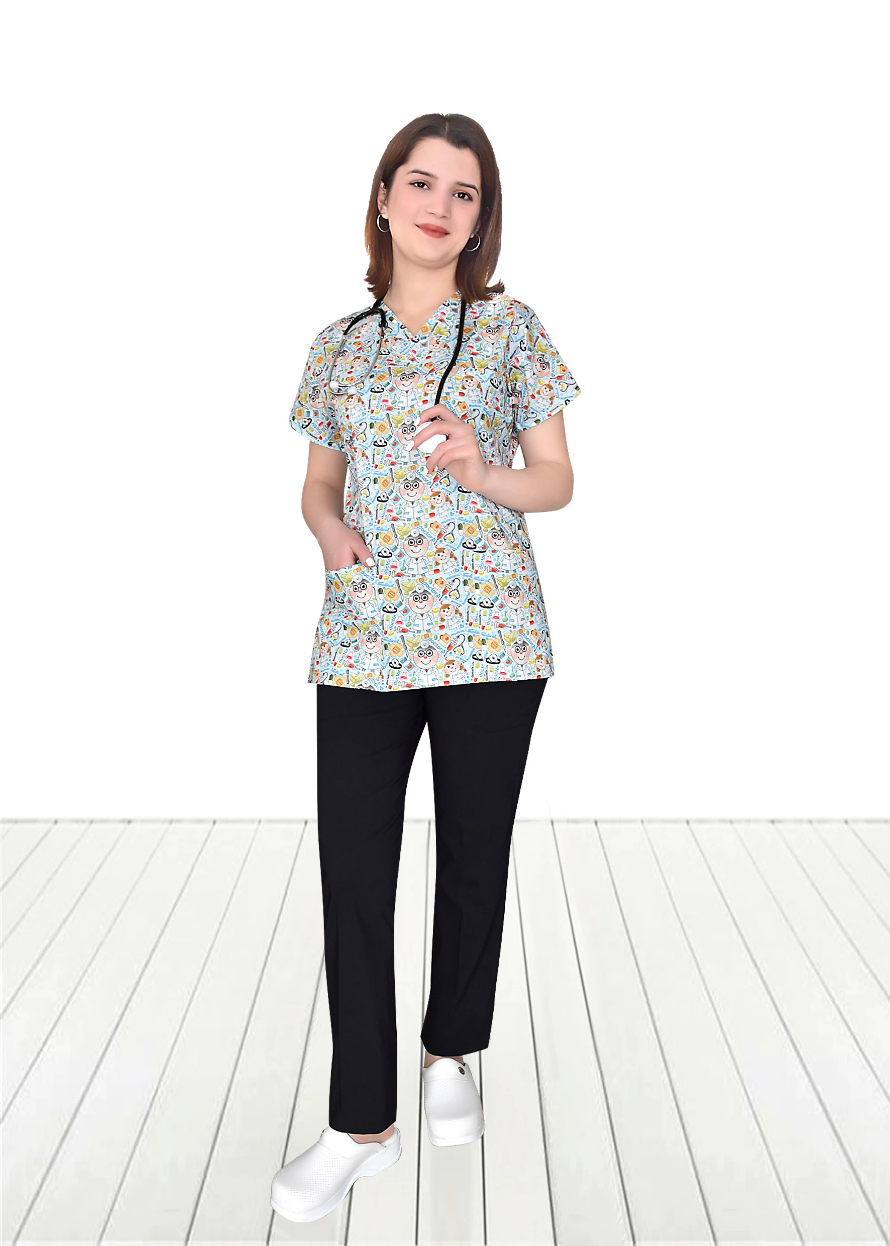 

Nur Medical Clothing MASTER LICRA Doctor Themed COTTON-LYCRA Unisex Top Pants Uniform Set Suit Scrubs