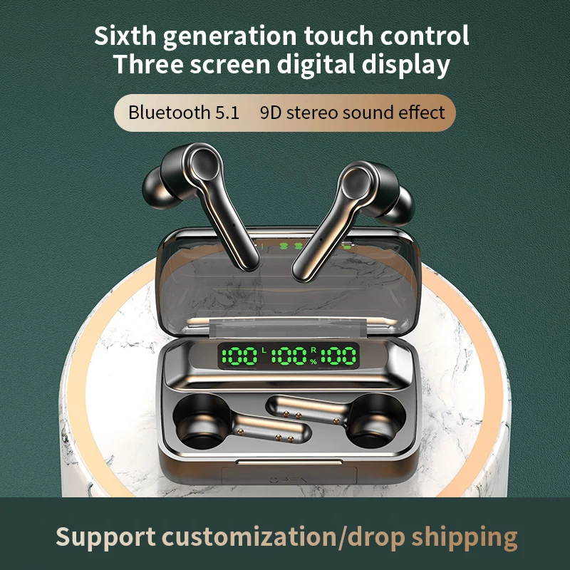 Беспроводные Bluetooth наушники цифровые легкие спортивные водонепроницаемые TWS с