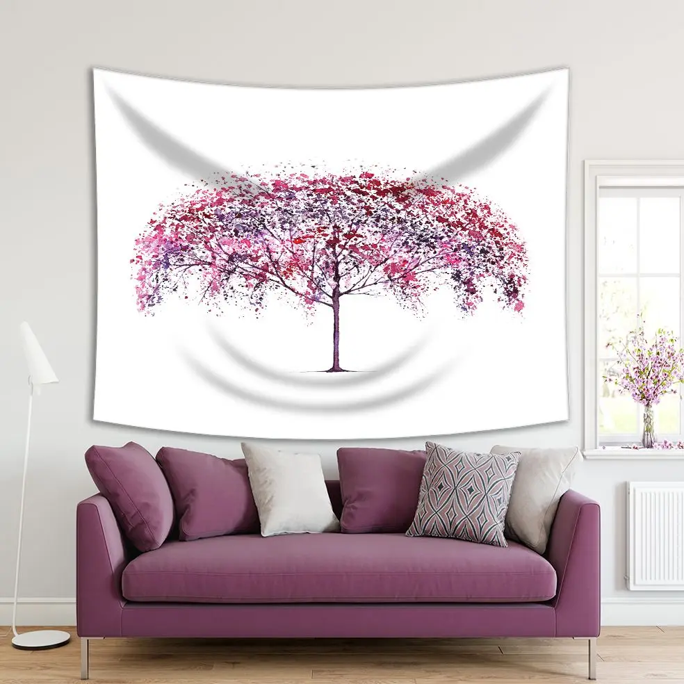 

Tapestry Cherry Tree Blossom Flowers Lovely Spring Days Nature Creative Romantic Art Red Pink Purple