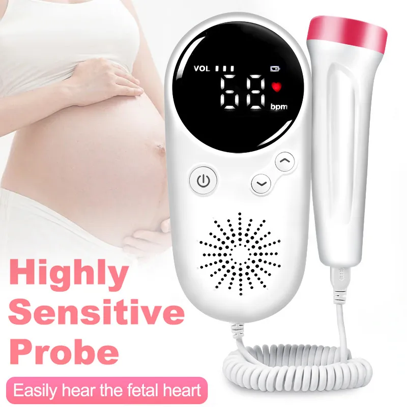 

Doppler Fetal Ultrasound Baby Monitor Portable Pregnancy Fetus Detector Bebe Sonar Fetal Doppler For Pregnant Grossesse Embarazo