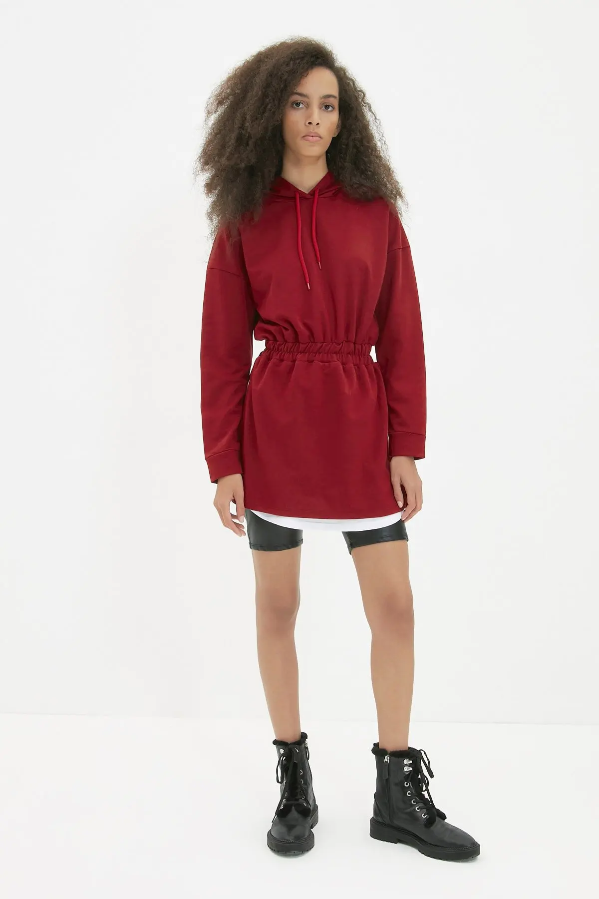 

Women Hooded Slit Detailed Sexy Knitted Dress Long Sleeve 2022 New Trend Spring Winter