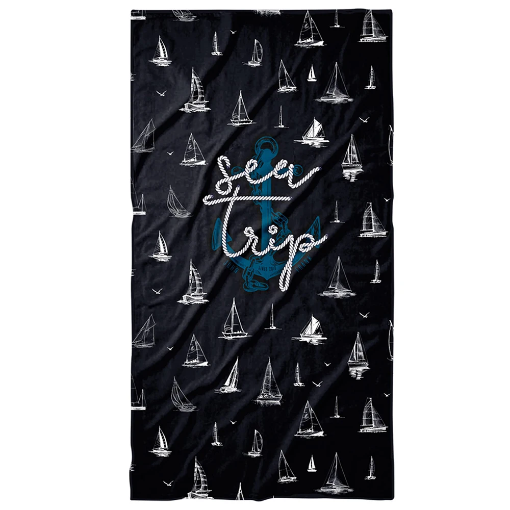 

John Frank Soft Textured Sail Beach Towel, Printed Bath Towel - Sunlight and Seawater Resistant 80x150cm