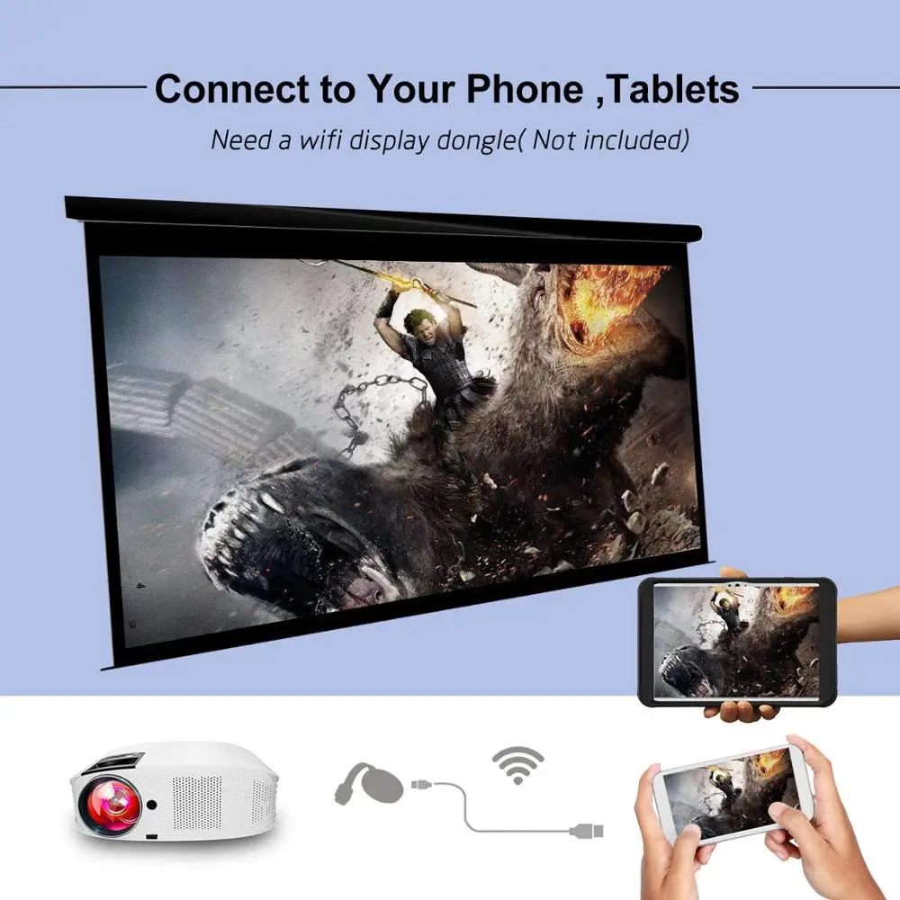 Artlii Movie Projector 3500 Lux Full HD 1080P поддержка проектора, светодиодный проектор с Hi-Fi стерео, проектор для домашнего кинотеатра с 200"