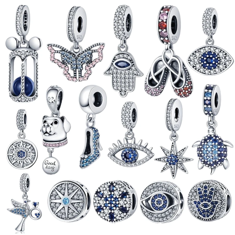 

Shiny Magic Eye Charms Plata De Ley 925 Dazzling Blue Zircon Charms Original Fit Pandora's Bracelet DIY Jewelry Making PAC1002