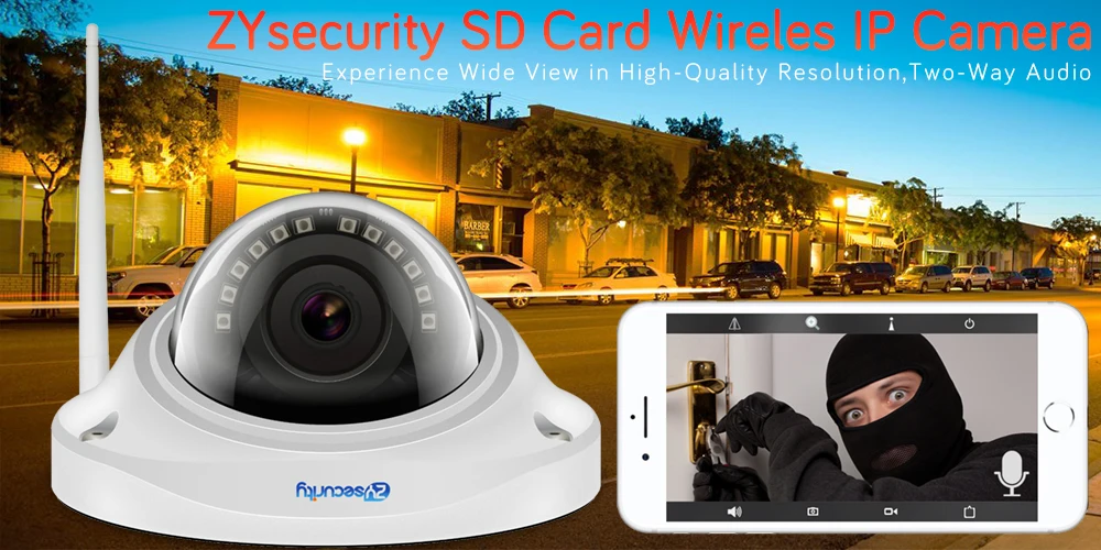 Zyбезопасности 1080p Wifi камера CamHi приложение Onvif 20 м ночного видения Vandalproof SD карта двухсторонняя аудио сигнализация домашняя охранная CCTV камера