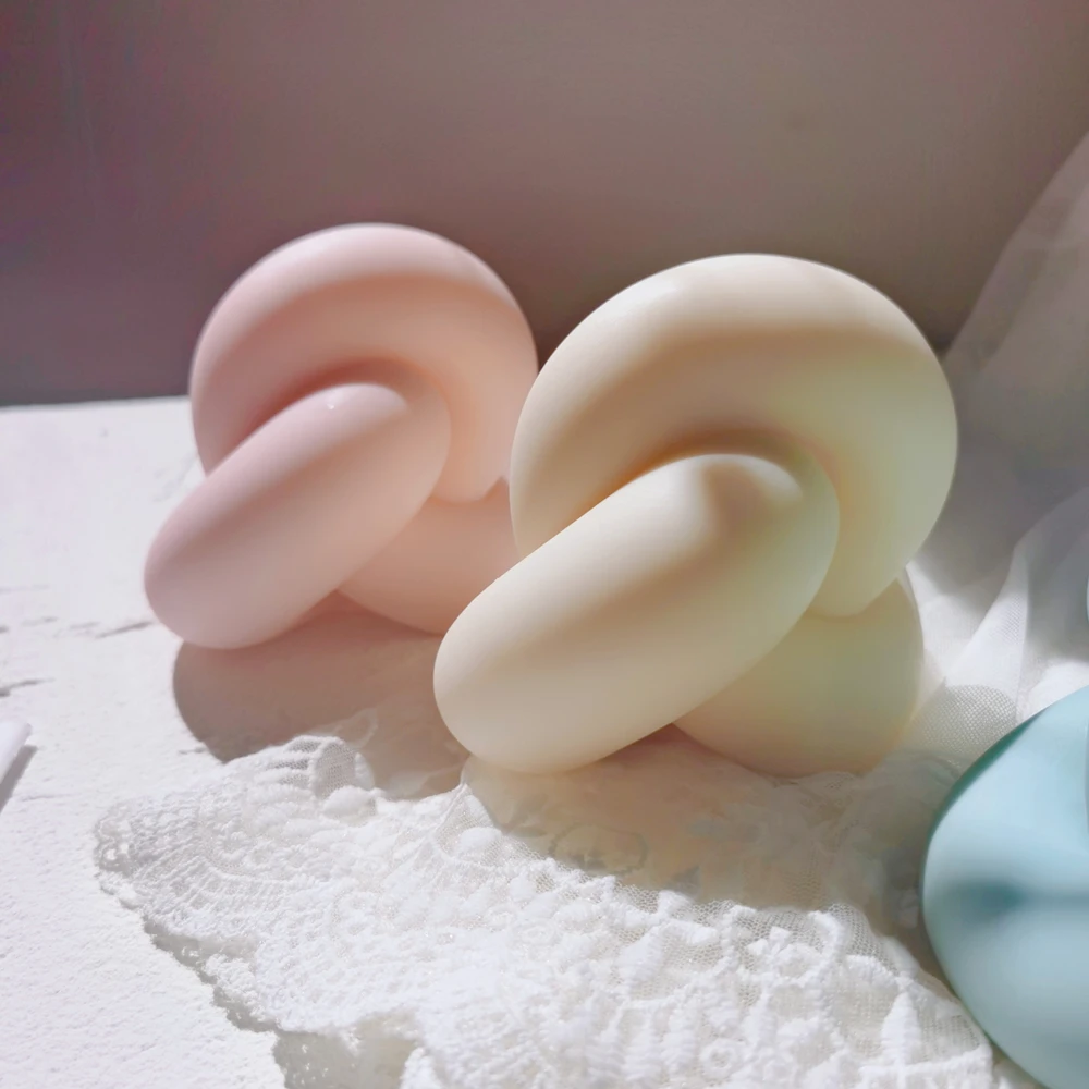 Molde de silicona de nudo de tubo de gran tama&ntilde;o para Vela, lazo de bola de cuerda, nudos de punto trenzados, velas, molde para regalo &uacute;nico y extra&ntilde;o-4