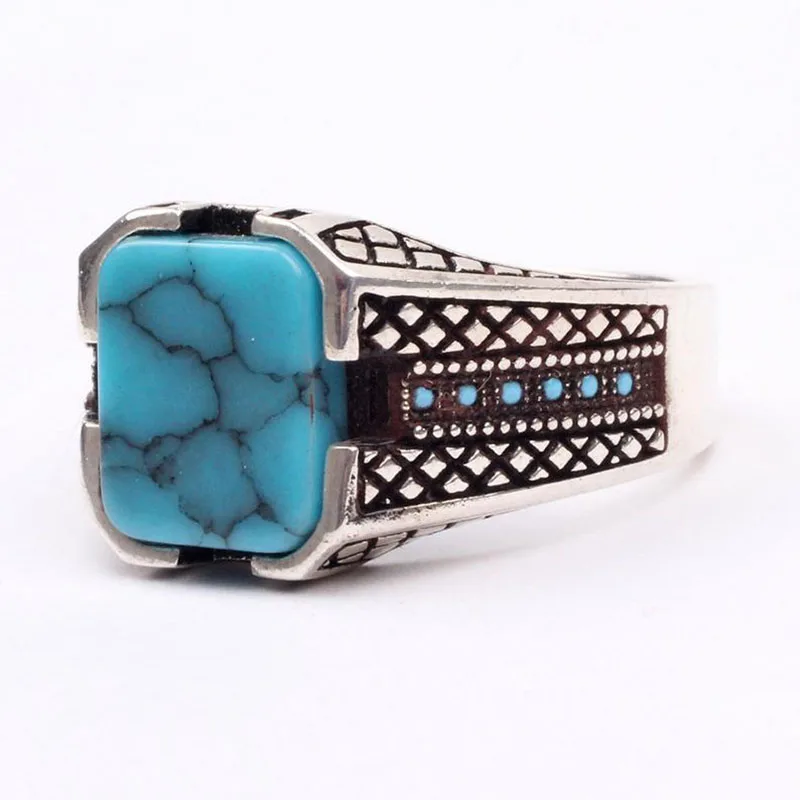

Handmade Square Turqoiuse Stone ring, Man turquoise ring, Turquoise Ring, Silver Handmade Ring