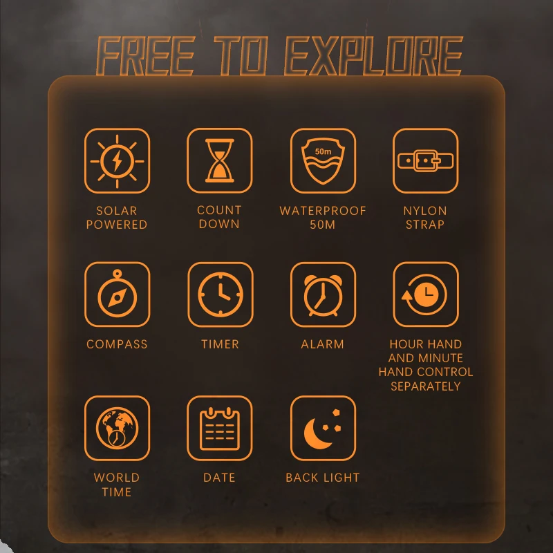 NORTH EDGE Men Solar Power Digital Watch Men's Outdoor Smart Watches Full Metal Waterproof 50M Compass Army Military Style Clock