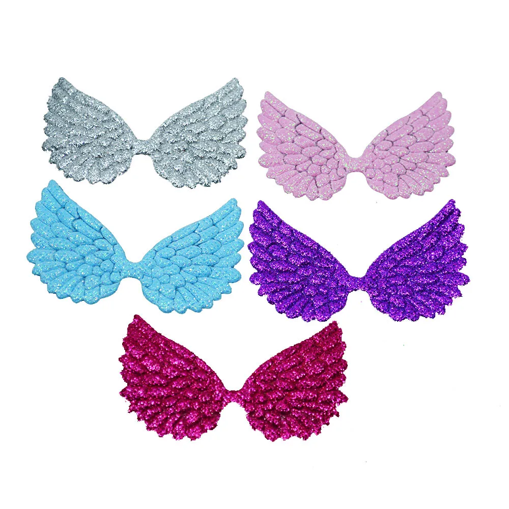 Смешанные цвета 20 шт 2 5 дюйма блестящая фетровая аппликация Крылья ангела крылья
