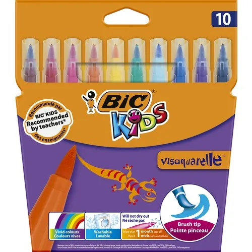 Bic Kids Visaquarelle Brush Tip and Felt Crayons 10 Colors c