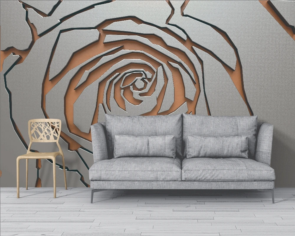3D фото обои. Стильная металлическая роза. Любой размер. Быстрая доставка в Россию.