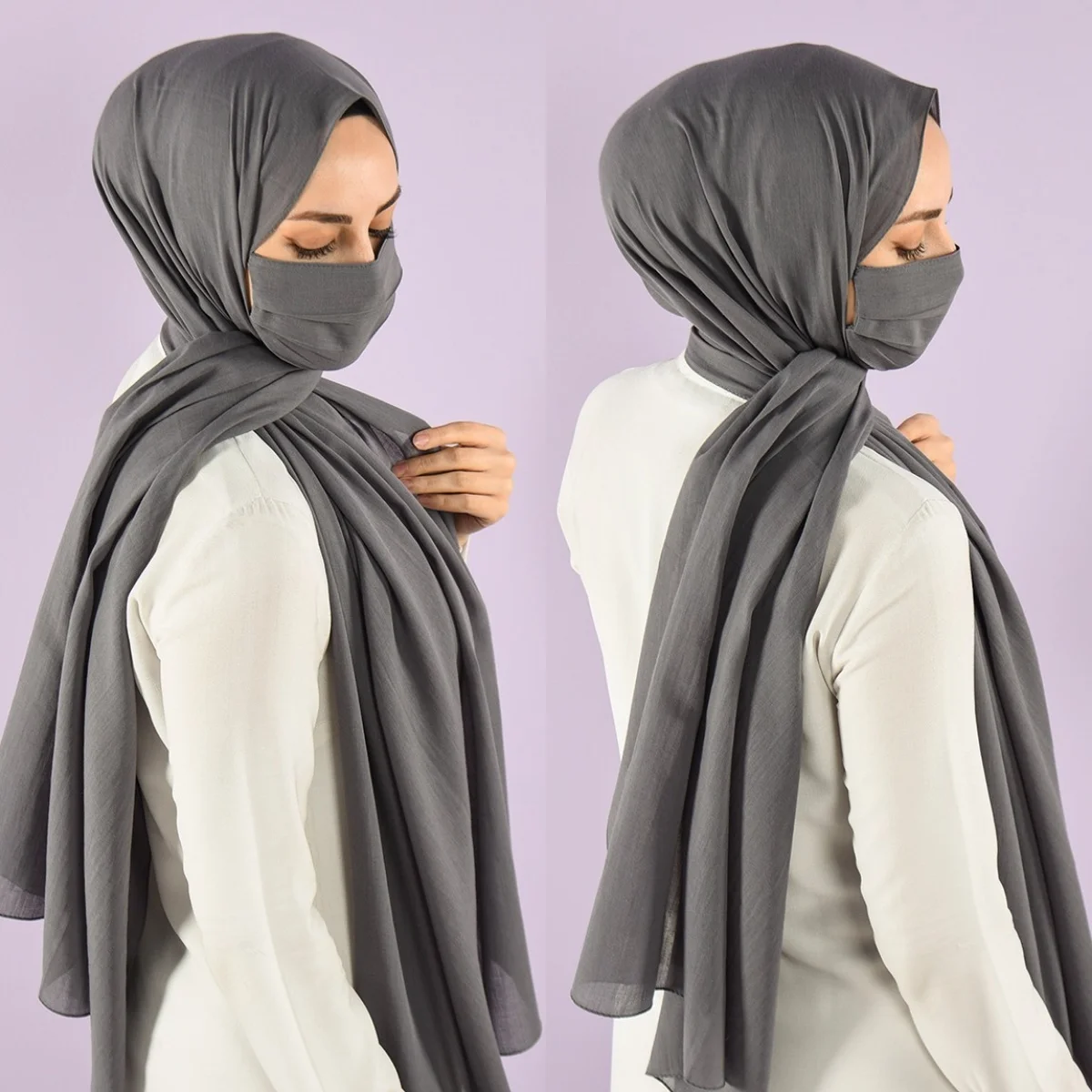 

Muslim Masked Shawl Women's Hijab Scarf %100 Organic Cotton Shawl Bandana Women Muslim Fashion Islamic Clothing Solid 2021 New