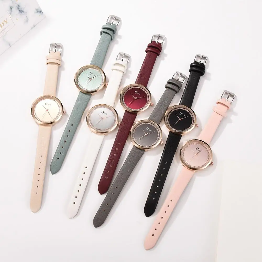 

Disu 5Pcs Set Brand Women Watch Fashion Bracelet Watch Casual Leather Quartz Wrist Watch Female Clock Gift Relogio Feminino