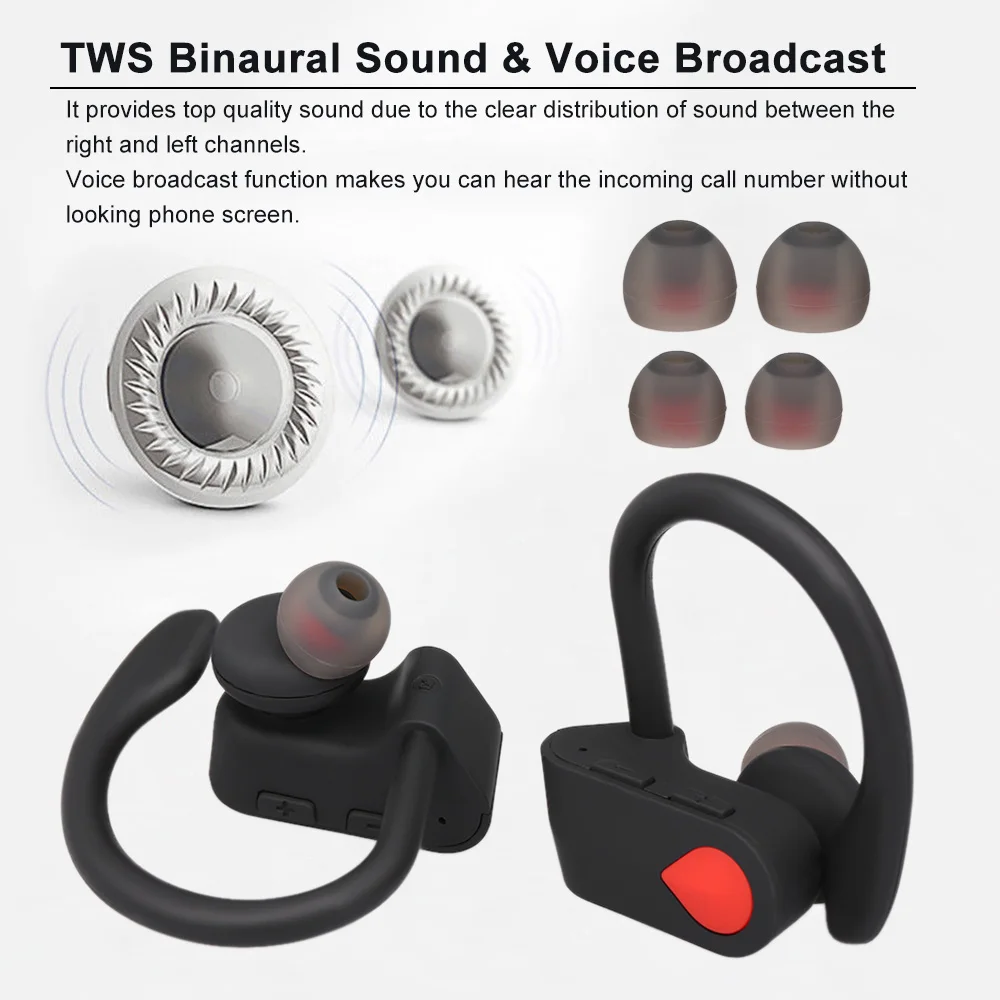 LY-20 TWS БЕСПРОВОДНЫЕ стереофонические bluetooth-наушники наушники с ушками спортивные наушники bluetooth-гарнитура с микрофоном для всех смартфонов