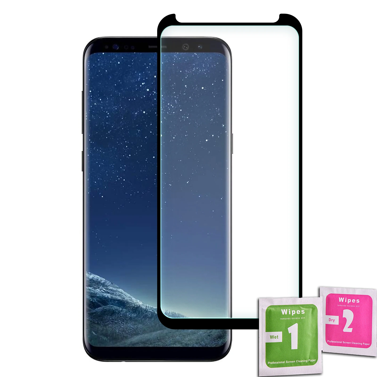 Закаленное стекло для защиты экрана SAMSUNG GALAXY S8 PLUS черное переднее полноценное