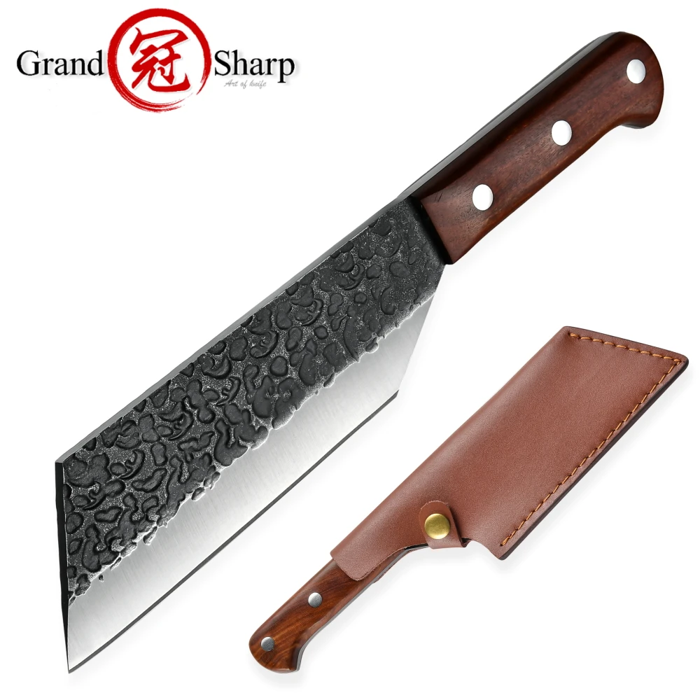 

Hand Forged Butcher Knife Full Tang Kitchen Chopper Outdoor Chef Knives High Carbon Steel Meat Cleaver Home Restaurant Tools NEW