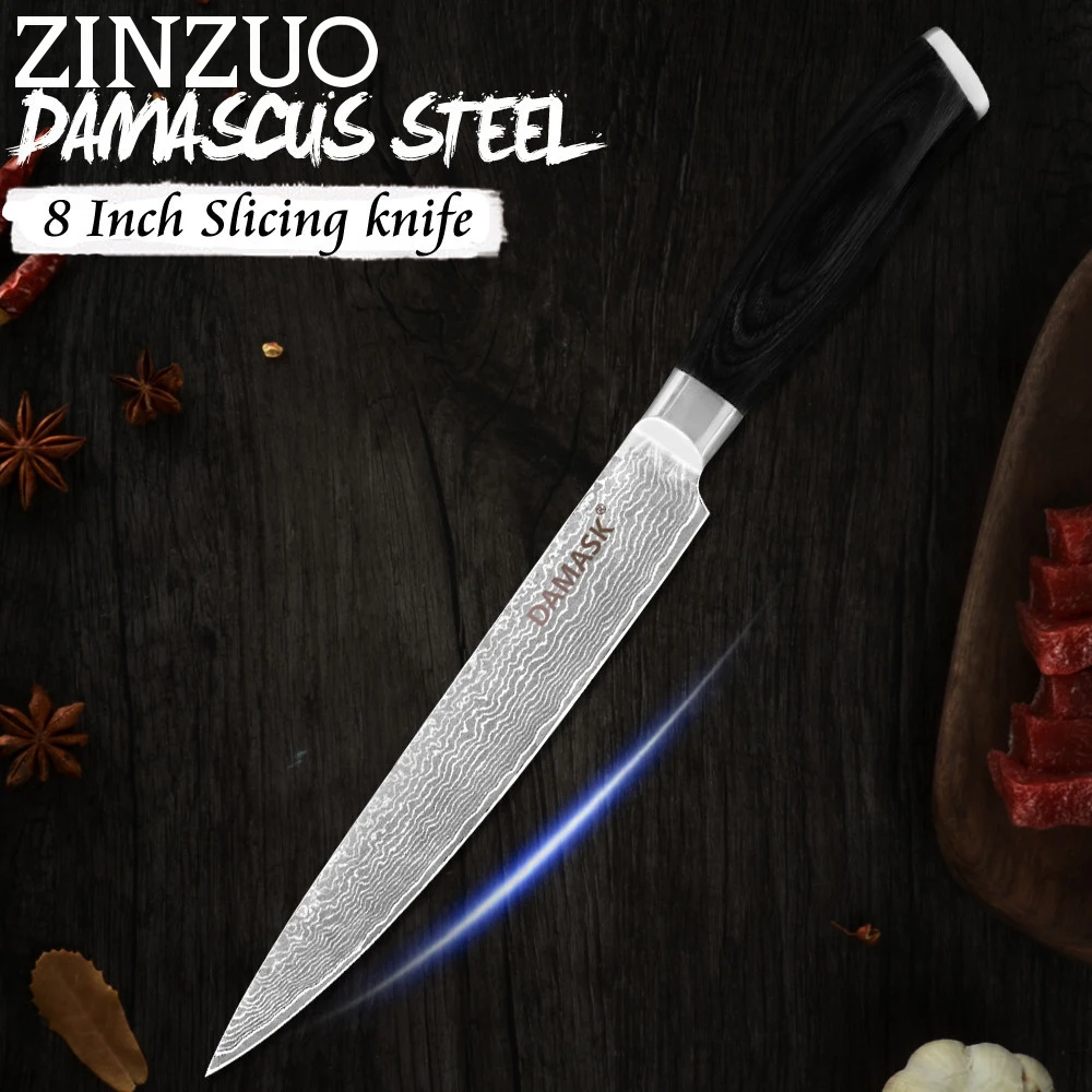 ZINZUO 8-дюймовый Нож для сашими дамасский нож рисования 67 слоев VG10 кухонный